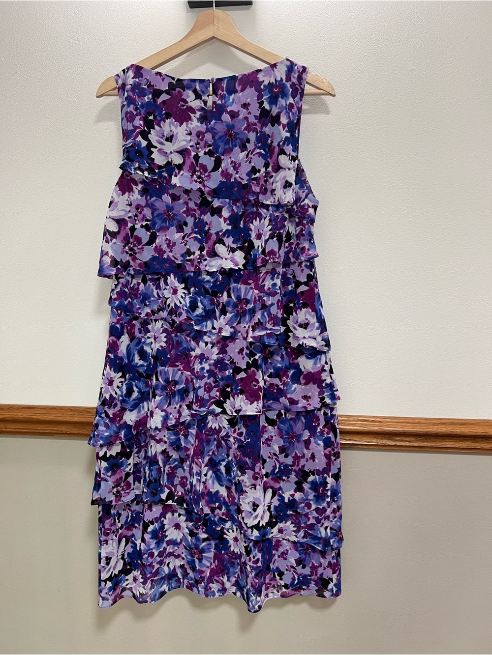 Chaps Purple Floral Tiered Midi Dress - Picture 4 of 7